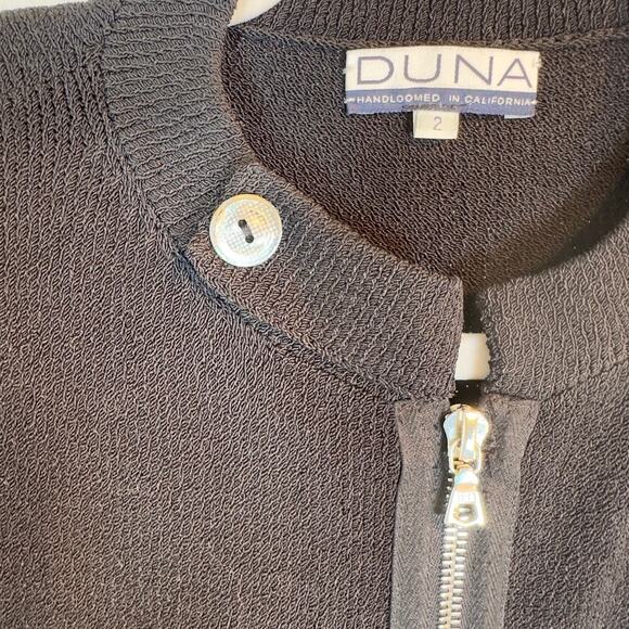 Duna Handloomed Black Zip Knit Cardigan Sz 2 Y2K Minimalist Style - Picture 4 of 6